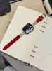 Cadena de Cobre Zirconio Bambú Pintado Correa de Cuero Adecuado para Apple Watch iWatch Generación 11 10/9876