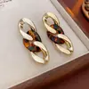 Pendientes de Botón Geométricos con Cadena Degradada de Aguja Plateada Pendientes de Temperamento Versátiles de Moda Pendientes de Nicho Simples de Gama Alta Fabricante