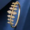 Pulsera Retro de Hoja Incrustada con Circonita Cúbica Exquisita de Gama Alta Moderna Temperamento Fiesta Regalo Diario Pulsera Versátil