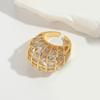 Anillo de apertura con diseño de circonitas de lujo y luz transfronteriza para mujer, anillo de gota de agua con viento frío y amor.