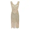 Tallas S-4XL Grande 1920s Retro Vestido con Borlas de Cuello en V El Más Vendido en Amazon Vestido de Gala Gatsby Vestido de Noche