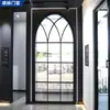 Puertas y Ventanas de Aleación de Aluminio Estilo Francés Retro con Arco Transfronterizo y Particiones con Forma de Arco Semicircular, Ahorradoras de Energía, Insonorizadas, Ventanas de Piso a Techo con Celosía