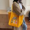 Bolsa Tote Bordada de Desenho Animado Fofa para Mulheres 2025 Novo Estilo Estudante Universitária Aula Bolsa de Ombro Axila Grande Capacidade Sacola de Compras