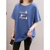 Camiseta de Manga Corta Estampada de Moda para Mujer, Estilo Nuevo Verano 2026, Longitud Media, Corte Holgado, Tallas Grandes, Top Adelgazante