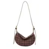 Bolso bandolera a cuadros estilo coreano para mujer, nuevo bolso tipo dumpling casual versátil 2026, bolso de hombro para commuting con diseño de nicho