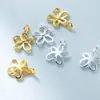 Pingente de Prata 925 Banhado a Ouro Corte Pétala Pingente Flor de Cinco Pétalas para Pulseira DIY Acessórios de Material de Corda Tecida à Mão Q1263