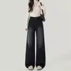Jeans de Pierna Ancha Negros y Grises para Mujer, Nuevo Diseño Otoño e Invierno 2025, Pantalones Rectos Petite de Cintura Alta