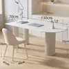Escritorio de Piedra Sinterizada de Lujo Ligero para Hogar Apartamento Pequeño Oficina Minimalista Moderna Escritorio de Computadora Estilo Crema Dormitorio Escritorio y Silla Blanco Puro