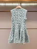 Vestido de Verão Novo de Renda Pesada Floral Leve de Luxo para Mulheres de Alta Costura Shenzhen Nanyou, Cintura Marcada, Sem Mangas, Redutor de Idade