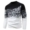 Nuevo suéter jacquard de piel sintética de visón para hombre de otoño e invierno, jersey de punto con bloques de color transfronterizos de cuello redondo, camiseta básica versátil para hombre