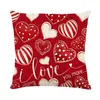 Funda de almohada con estampado de corazón transfronterizo, decoración festiva de San Valentín, funda de cojín de lino con estampado, funda de almohada para sofá, venta al por mayor