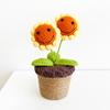 Ganchillo Cara Sonriente Girasol Planta en Maceta Oficina Hogar Adorno de Hilo Evento Festivo Regalo Flor Artificial