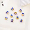Cuentas Espaciadoras Flor de Trébol de Cuatro Hojas Azul Quemado Cloisonné Soporte de Flor de Nube Trasera Pulsera Colgante de Cuentas Hecho a Mano DIY Accesorios de Esmalte