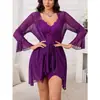 2026 Novo Conjunto de Lingerie Feminina de Verão Sexy com Renda Transparente, Manga Longa, Leve - Atacado