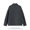 Otoño 2026 Nuevo Estilo Japonés de Moda Rayas Cuello Campana Patchwork Casual Oversize Holgado Falso Dos Piezas Chaqueta