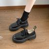 Mocasines de mujer de suela gruesa y tacón grueso de comercio exterior, invierno 2024, nuevos zapatos de cuero pequeños con forro polar versátiles de estilo academia británica para mujer