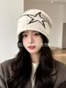Gorro tejido con estampado de estrellas de chica atrevida, sombrero holgado retro estilo coreano para mujer, otoño e invierno, cubre orejas, cálido, versátil, adecuado para cabezas grandes