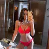2024 venta al por mayor de fábrica aguas termales Corea del Sur nuevo bikini sexy color sólido tirante dividido traje de baño para mujer cruzado europeo y americano