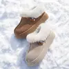 Chinelos de algodão para mulheres, confortáveis de usar, com fleece adicionado e sola espessa, botas de neve para mulheres, botas curtas de inverno versáteis e quentes, sapatos de algodão para mulheres, adequados para uso externo
