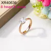 Anillo de Acero de Titanio con Zirconia, Diseño de Seis Garras, Ocho Corazones y Ocho Flechas para Mujer, Anillo de Compromiso y Boda Sencillo y Elegante, Diseño de Nicho
