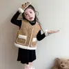 Colete Infantil Forrado com Fleece Outono Inverno 2026 Novo Estilo Colete Infantil Menina Bebê Gilet Espesso de Inverno Roupa Externa Top
