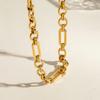 Cadena de acero inoxidable en oro de 18 quilates, diseño silencioso y moderno, hecha a mano.:1 collar de cadena para mujer que no se decolora, joyería de tendencia al por mayor