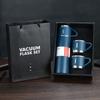 Termo de una taza con tres tapas para negocios, de doble capa, para regalo al vacío, portátil, de alta calidad, para regalo de empresa.