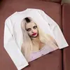 Estilo Gótico Primavera y Otoño Moda Transfronteriza Retro Cuello Redondo Estampado de Retrato Camiseta Ins Estilo Americano Unisex Casual Holgado Superior