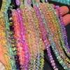 Cuentas de Cristal de Vidrio Planas Brillantes de 4/6/8 mm para Joyería DIY Cuentas Sueltas de Cristal Collar Pulsera