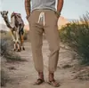 Moda Casual Amazon Calças Masculinas Largas Verão Respirável Calças de Perna Calças Retas de Praia Cor Sólida