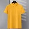 Camisa polo masculina de verão lisa, de manga curta, com colarinho, adequada para uso business casual, disponível em várias cores, resistente a rugas e versátil