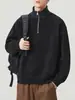 Muxi Roupa Estilo Old Money Retrô Tendência Versátil Meio Zíper Casual Moletom Solto Elástico Manga Longa Top Masculino