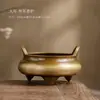 Incensário de Cobre Puro para Uso Doméstico, Base Suporte para Incenso para Oferecer Incenso, Suporte para Incenso para Oferecer Incenso a Buda, Incensário de Três Pés, Incensário Xuande Totalmente de Cobre