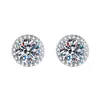 Pendientes de botón de plata de ley S925 de moda totalmente pavimentados con moissanita, pendientes redondos de temperamento a la moda, lujo ligero, súper brillantes, pendientes versátiles para mujer