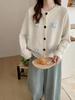Suéter de Tricô Cardigan Jaqueta Feminino 2026 Outono/Inverno Estilo Coreano Novo Bordado Tridimensional Artesanal Doce e Elegante