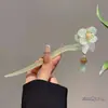 Estilo Nacional Madeira Elegante Grampo de Cabelo Estilo Antigo Grampo de Cabelo Hanfu Jardim de Osmanthus Gardênia Flor de Ameixa Disco Borboleta Acessório de Cabeça Franja Lateral