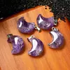 Pedra Bruta de Cristal Natural Polida Pingente de Lua de Cristal Multimaterial Acessórios para Colar DIY Venda Quente Atravessando Fronteiras Atacado