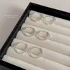 Anillo de plata de ley S925 hueco con diseño irregular para mujer, moda, temperamento, minimalista, apertura ajustable, venta al por mayor