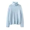 Suéter de cachemira pura 2026 otoño e invierno nuevo estilo para mujer, color liso, cuello alto, camiseta base, estilo suave, suéter holgado y adelgazante
