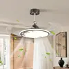 Luz de Ventilador de Teto Ultrafina Invisível Estilo Medieval para Quarto, Luz de Ventilador de Estudo Simples Retro Silenciosa Protetora dos Olhos, Luz de Ventilador de Teto para Sala de Jantar