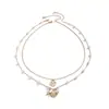 Set de Collar de Estrellas de Mar y Conchas con Perlas de Imitación Transfronterizo Europeo y Americano Accesorios Multicapa Diseño de Moda Collar de Cadena