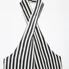 Nuevo Conjunto de Moda de Verano para Mujer con Rayas Estilo Europeo y Americano Comercio Transfronterizo Top sin Mangas con Cuello Halter y Pantalones de Pierna Ancha