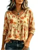 Camisa informal de estilo casual para mujer impresa en 3D, camiseta de punto cruzada para mujer, holgada, cuello en V, tres botones, manga media, jersey