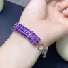 Pulsera de Amatista Natural Pura para Mujer Piedra al Descubierto Tamaño aprox. 3*4 mm Anillo Incrustado de Plata de Ley S925 de Alta Calidad