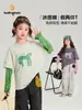 Pudding Haru Ropa Infantil Camiseta 2026 Verano Nuevo Estilo Camiseta Infantil de Manga Larga Algodón con Sensación de Hielo Camiseta Falsa de Dos Piezas para Niñas