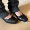 Zapatos de Mujer Mary Jane con Tacón Grueso y Lazo de Piel de Oveja, Punta Redonda, Boca Baja, Estilo Negro Sencillo, Zapatos de Tacón Alto sin Cordones