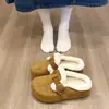 Novidade Outono e Inverno 2026, Sapatos Birkenstock de Pelúcia, Slip-Ons Quentes de Algodão, Meias Pantufa Fechadas Retro para Mulheres, Adequado para Uso Externo
