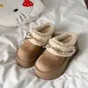 Zapatos de mujer estilo Birkenstock con plataforma gruesa y felpa, retro, que aumentan la altura, nuevos de invierno 2026, pantuflas cálidas de algodón peludo para personas petite