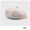 Boina Negra para Mujer Otoño e Invierno Estilo Coreano Cara Visible Gorro Pequeño Botón Todo Fósforo Rojo Cibernético Gorro Octagonal Moda Boina de Pintor