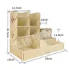 Caja de Almacenamiento con Portalápices de Madera, Gran Capacidad, Portalápices Nórdico Creativo y Elegante con Múltiples Compartimentos, Estante de Almacenamiento para Escritorio de Oficina